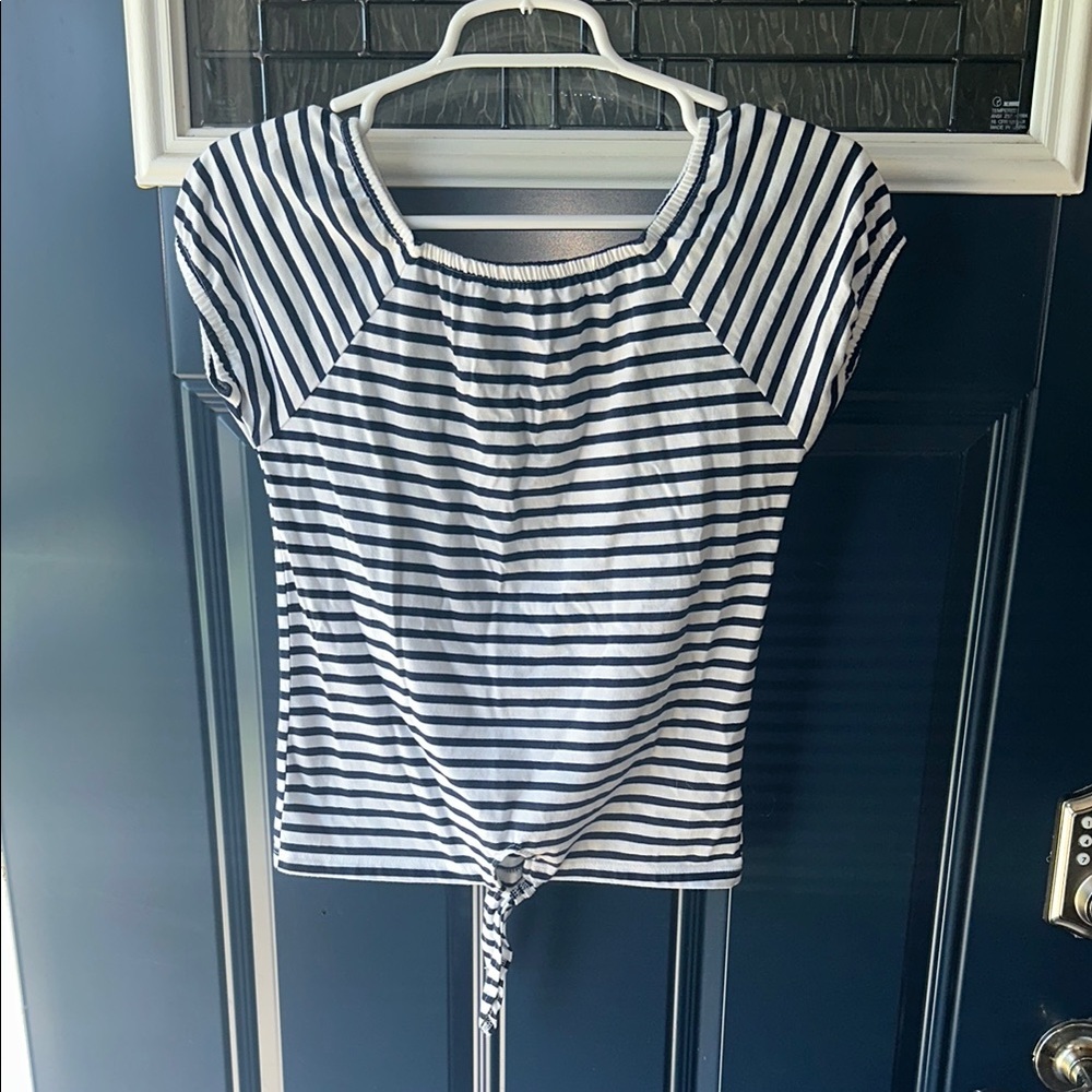 Navy Striped Girl's Top